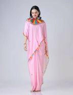Vastranavya Baby Pink Ready to Wear Festive Print Free Hand Saree
