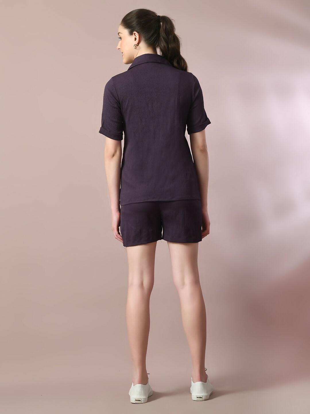 Myshka Women's Violet Solid Regular Fit Shirt