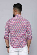 Miravan Men's Purple Floral Design Stylish Casual Cotton Shirt