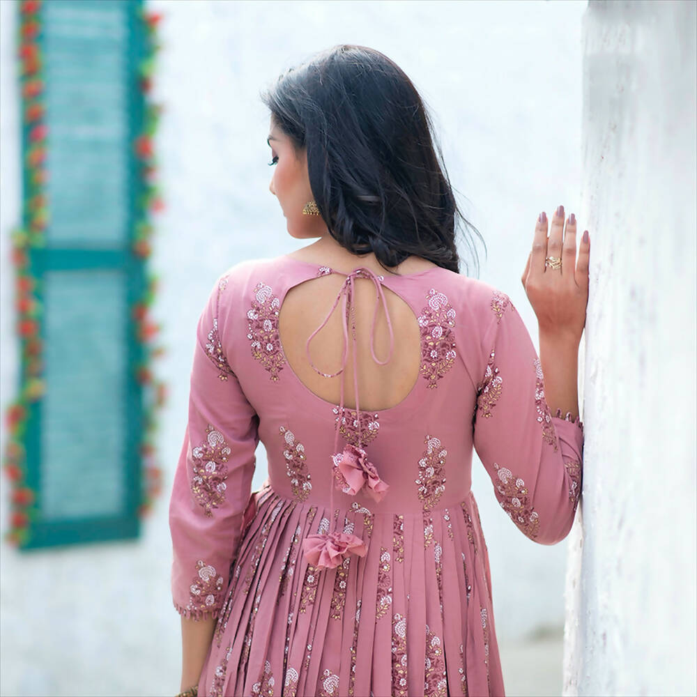 Partywear Designer Digital Printed Gajri Pure Maslin Gown - Anbazaar - Distacart