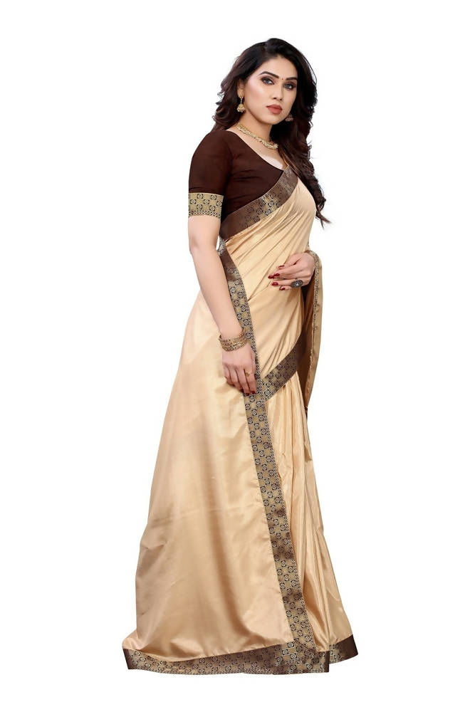 Vamika Cream Dola Silk Border Saree (Kirti Cream)