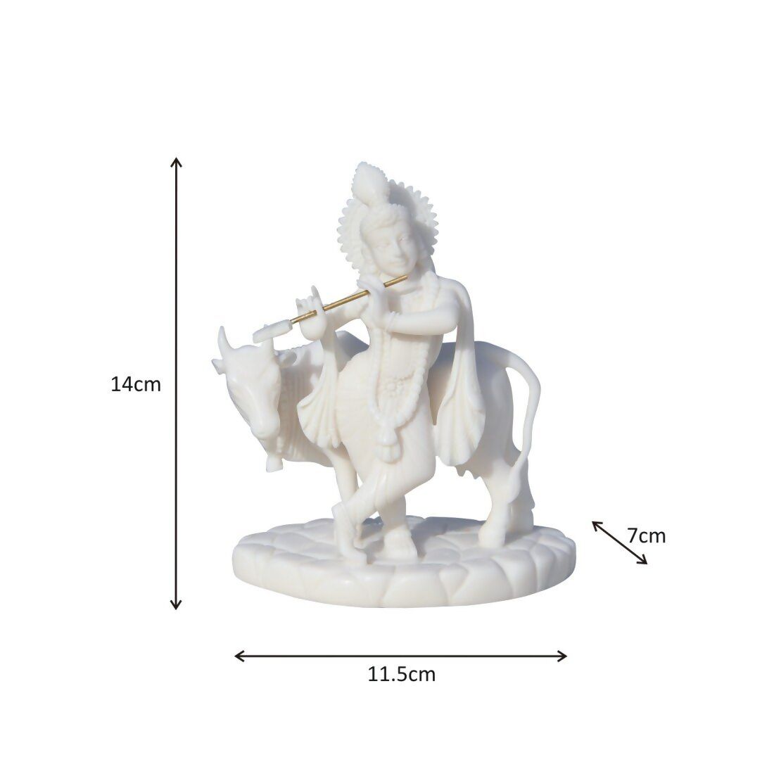 Handicrafts Paradise Carved In Resin Krishna with Cow