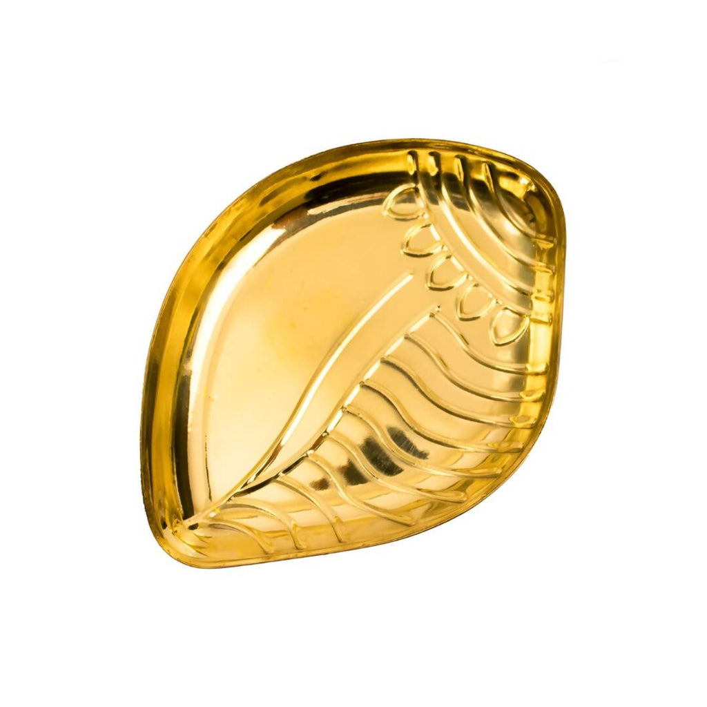 Spillbox Gold-Toned Brass Textured Sangu Thali Pooja Essential