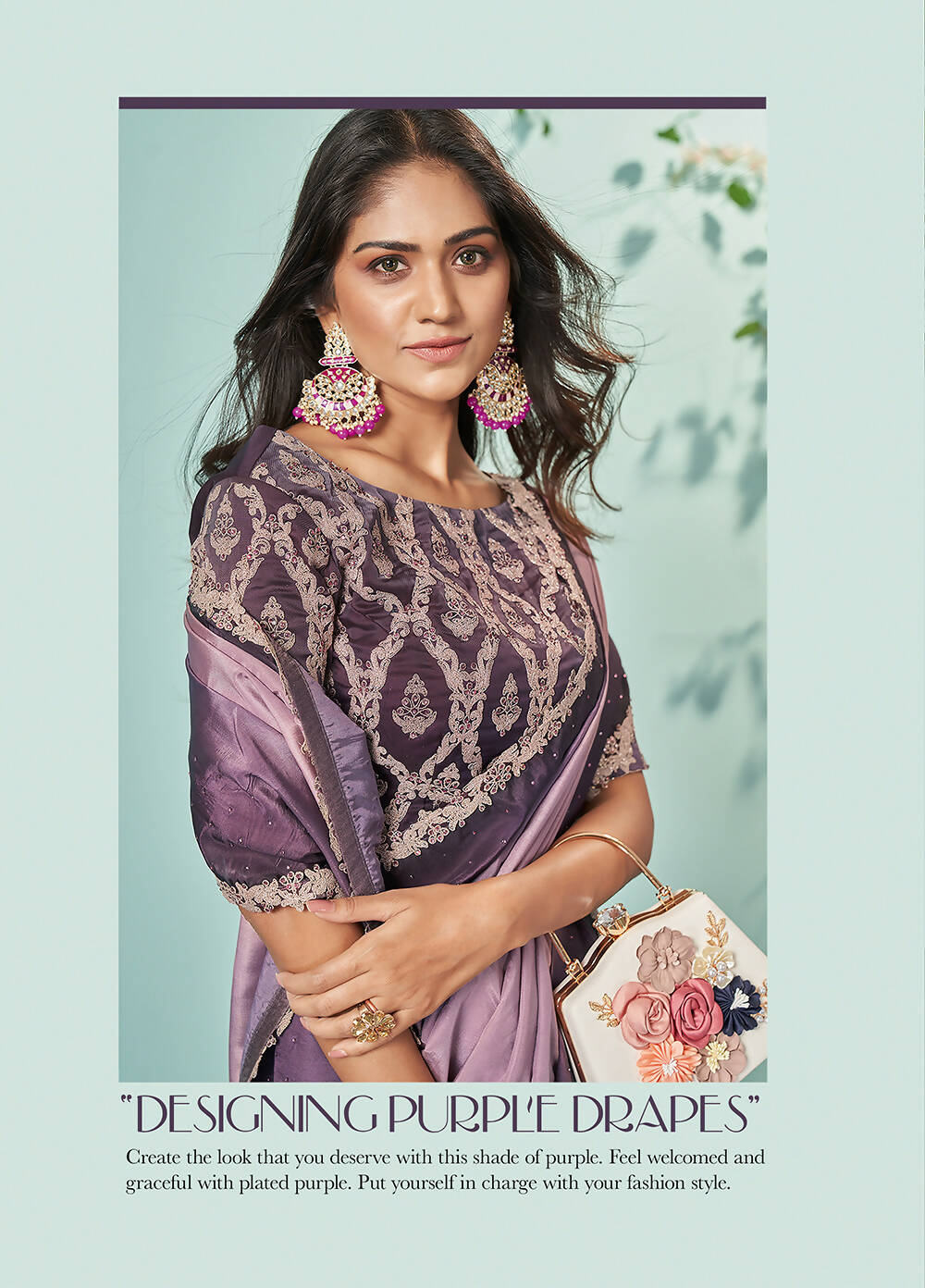 Purple Crepe Silk Solid Saree With Unstitched Blouse Piece - Norita Ikshita