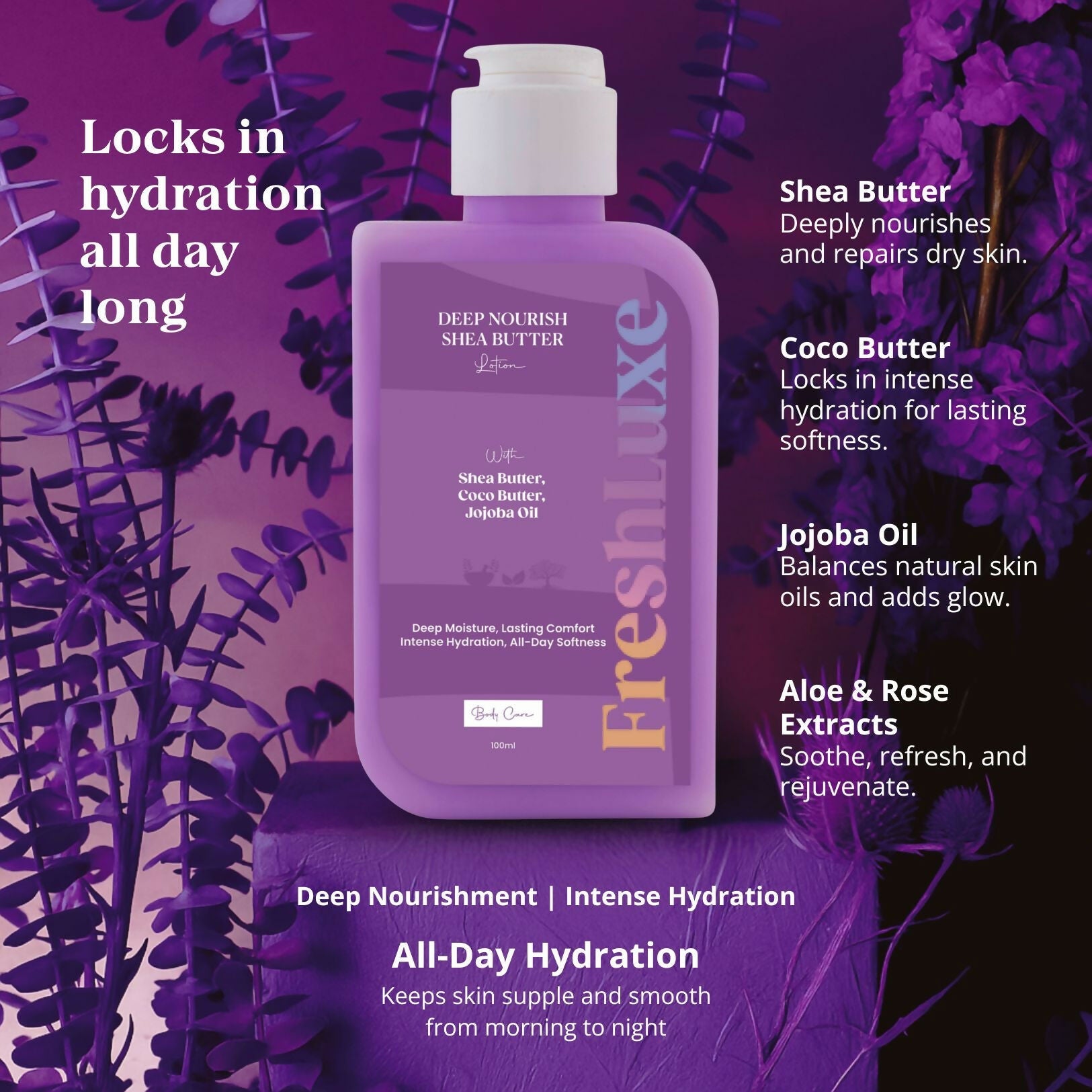 FreshLuxe Shea Butter Lotion with Coco Butter & Jojoba Oil For Deep Moisturization - Distacart