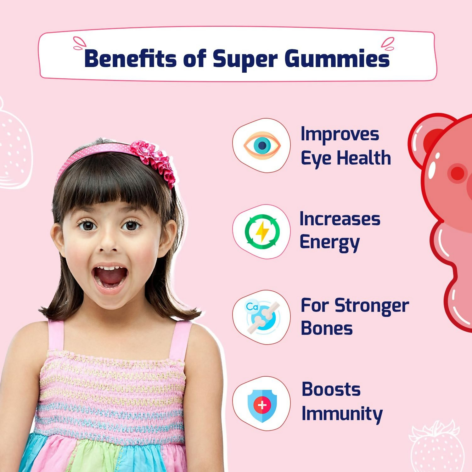 Gritzo SuperMilk Growth+ (Formerly Height+) (2-6y Boy & Girl) (Double Chocolate ) with Super Gummies (Strawberry)