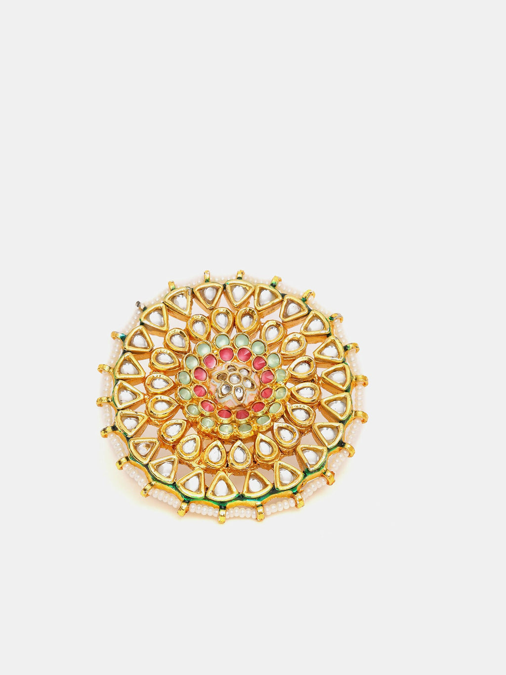 Ruby Raang Gold Polished Multi-Color Maharani Cocktail Ring