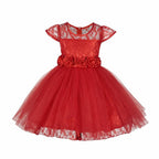 Asmaani Baby Girl's Red Color Satin A-Line Frock (As-Dress-22131)