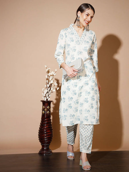 Myshka Women Multi Floral Kurta & Trousers