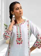 Joban Fashion Sky Blue Silk Embroidered Readymade Long Kurta With Pant - Distacart
