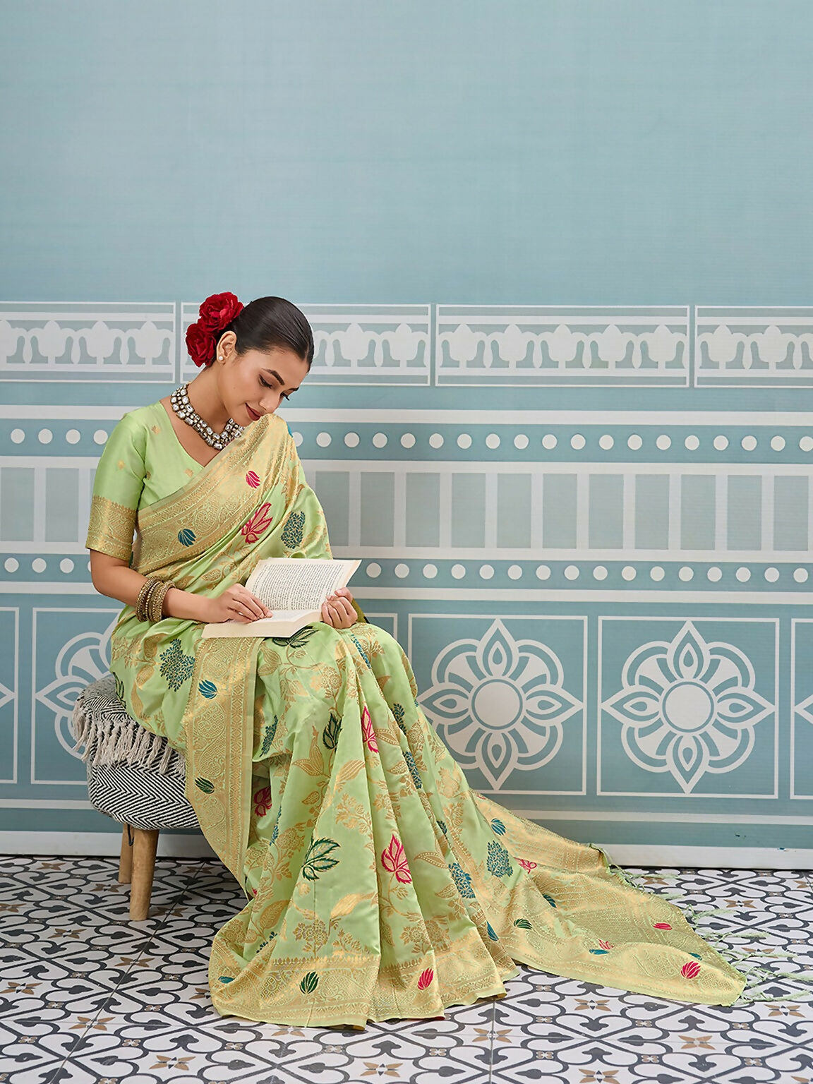 Shree Shyam Fashion Sea Green Silk Saree - Distacart