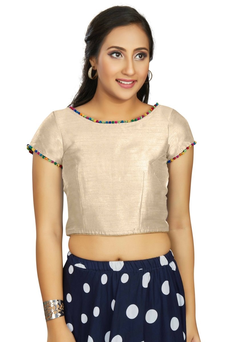 Aastha Fashion Women's Off White Art Silk Designer Party Wear Readymade Blouse