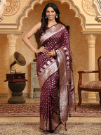 Shree Shyam Fashion Banarasi Silk Purple Saree - Distacart