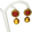 Terracotta Stud With Round Drop Earrings