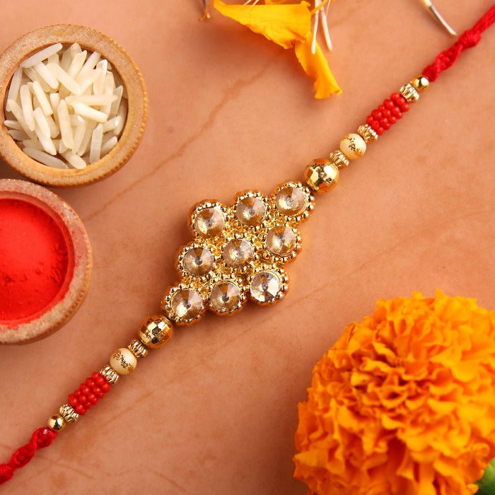 Kundan Rakhi With Dry Fruits