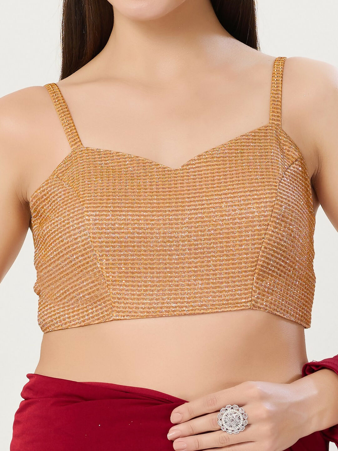Joban Fashion Women Polyester Copper Stitched Blouse
