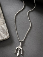NVR Men's Silver-Plated Stainless Steel Geometric Charm Pendant With Chain