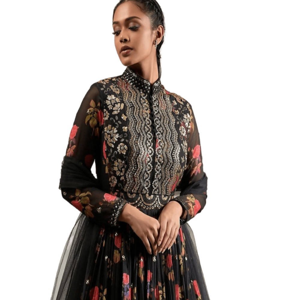 Arfa Fashion House Designer Georgette Black Gown