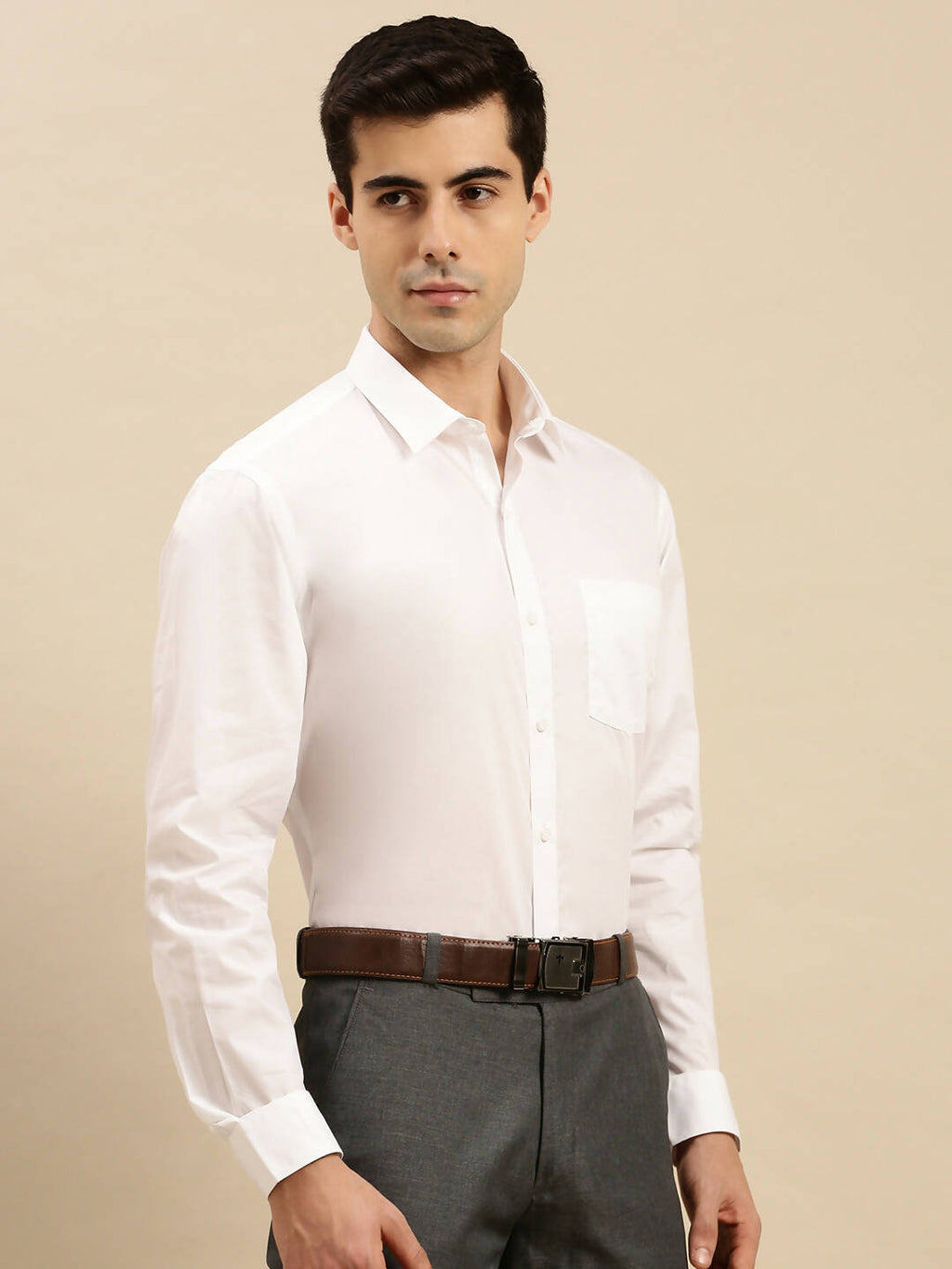 Ramraj Cotton Mens Full Sleeve White Shirt Plus Size - Cool Cotton