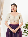 Joban Fashion Light Gold Tissue Padded Blouse With V Neck Elbow Sleeves - Distacart
