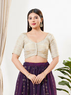 Joban Fashion Light Gold Tissue Padded Blouse With V Neck Elbow Sleeves - Distacart
