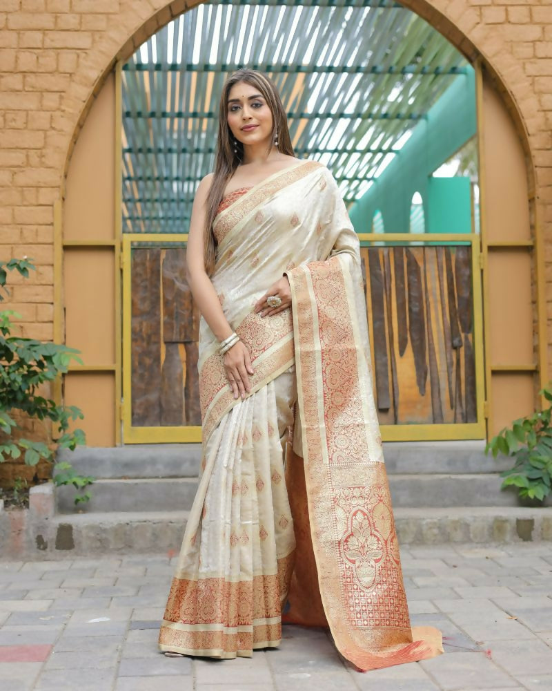 Vamsee Madhavi White Soft Silk Saree