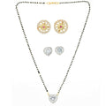 AanyaCentric Gold-Polished Mangalsutra with Pendant, 2 Pair Earrings
