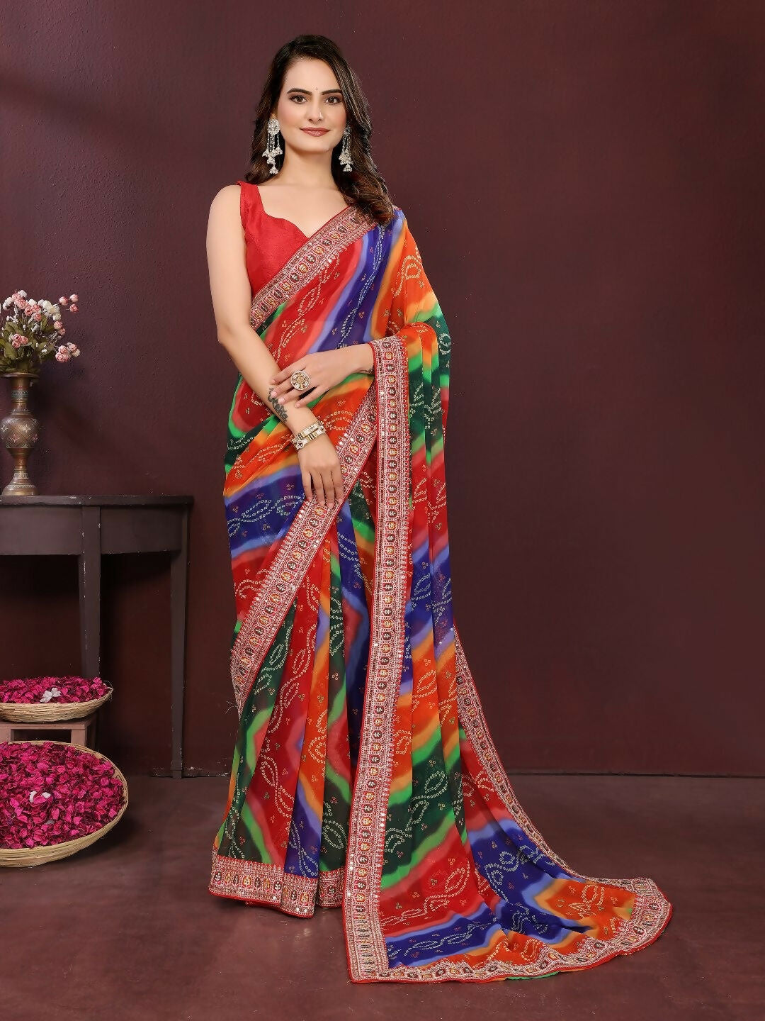 Ai Fashion Multi Georgette Digital Print Party Wear Saree - Distacart