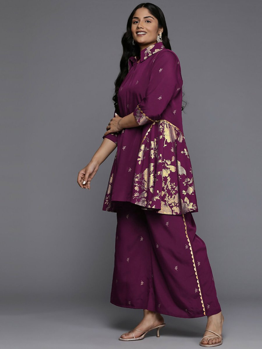 Ahalyaa Women's Traditional wear Co-ords - Purple - Distacart