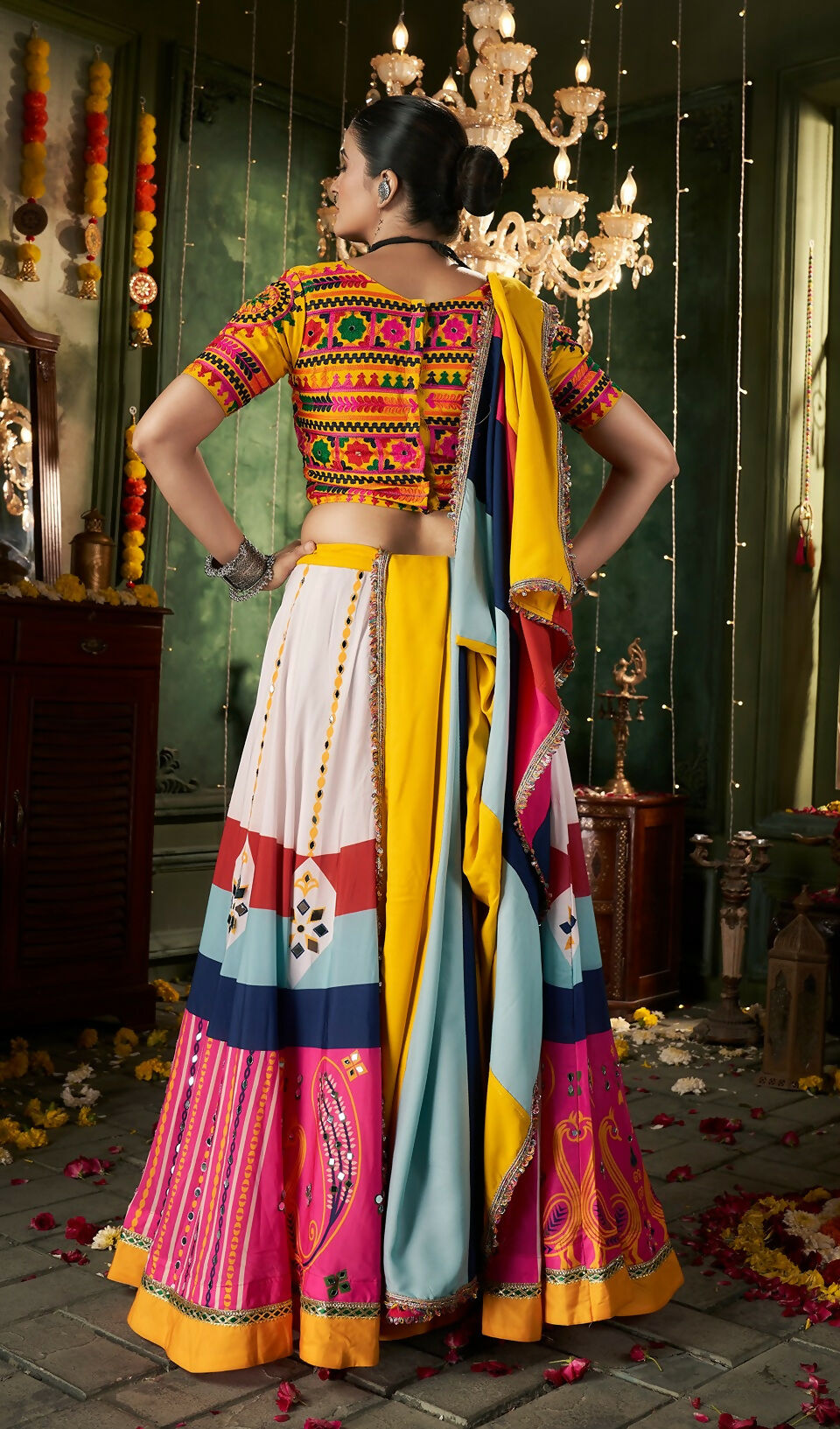 AI Fashion White Maslin Cotton Designer Navratri Lehenga Choli Collection