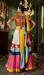 AI Fashion White Maslin Cotton Designer Navratri Lehenga Choli Collection