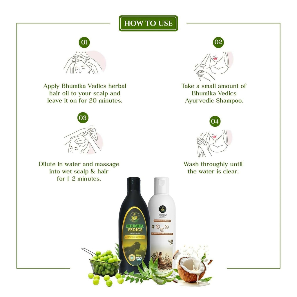 Bhumika Vedics Herbal Hair Oil & Ayurvedic Shampoo Combo