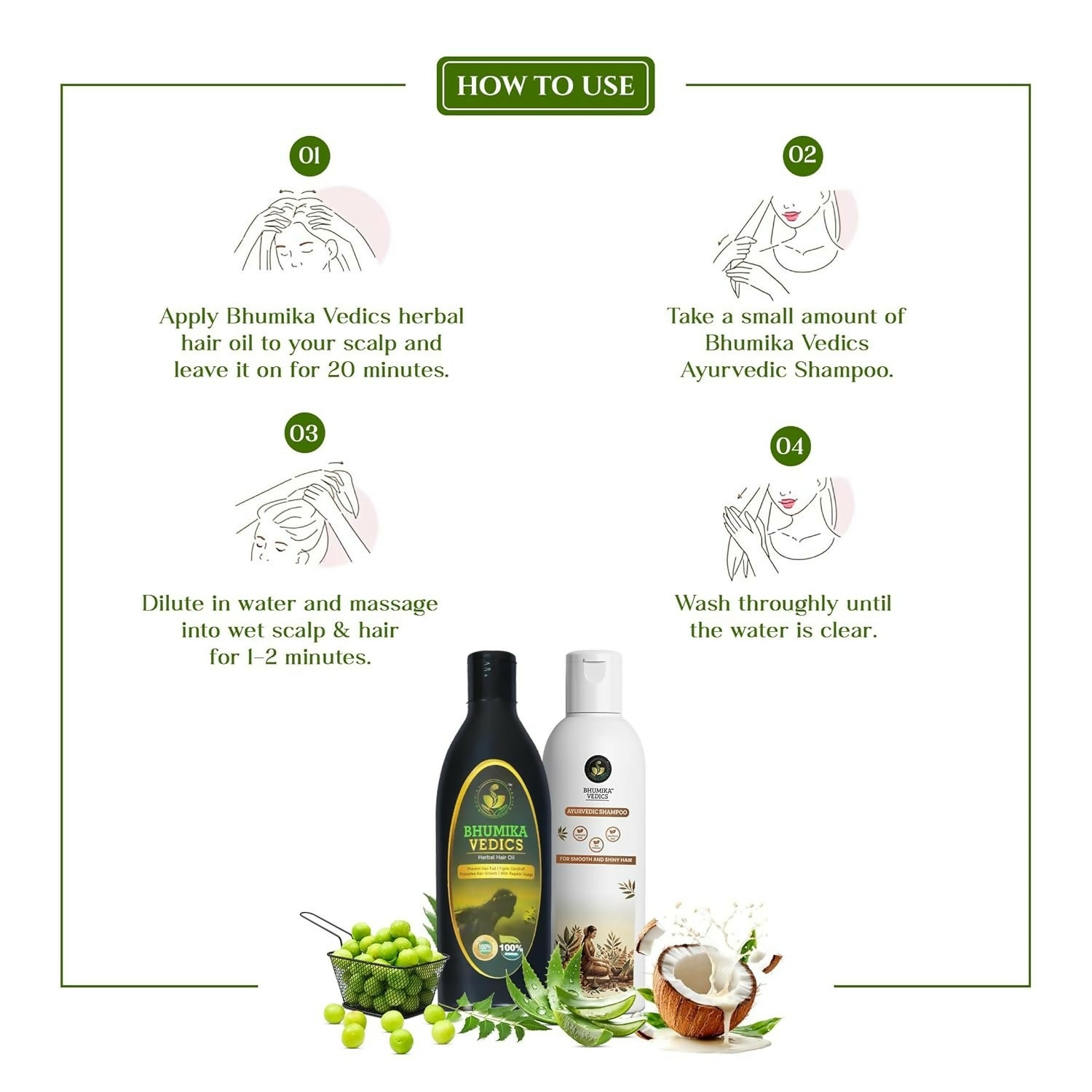 Bhumika Vedics Herbal Hair Oil & Ayurvedic Shampoo Combo