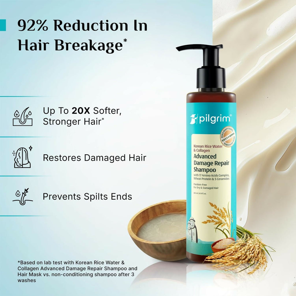 Pilgrim Korean Rice Water & Collagen Advanced Damage Repair Shampoo