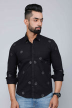Miravan Men's Black Pure Cotton Floral Print Casual Shirt