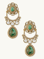 Nuyug 22K Gold-Plated Kundan Studded Faux Jasper Stone Necklace Set