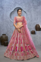 Kesar Fab Purple Organza Embroidered Lehenga