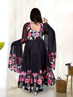 Joban Fashion Black Kurta Set Organza Sequin Embroidery Work - Distacart
