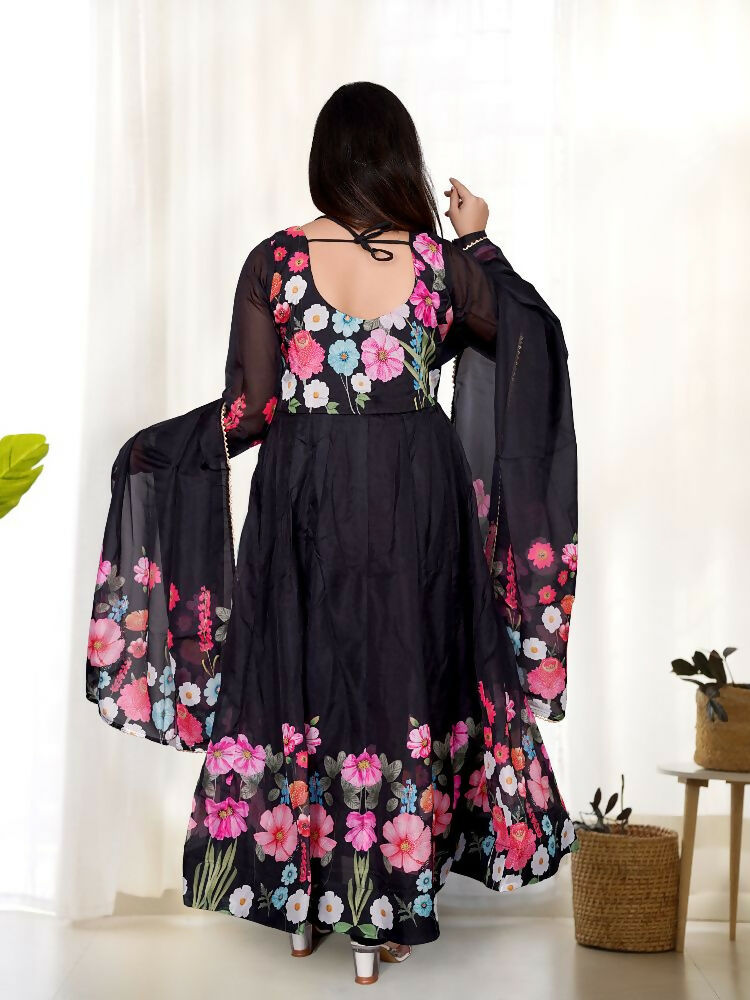 Joban Fashion Black Kurta Set Organza Sequin Embroidery Work - Distacart