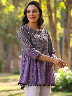 Juniper Women's Lavender Printed Flared Tunic - Distacart