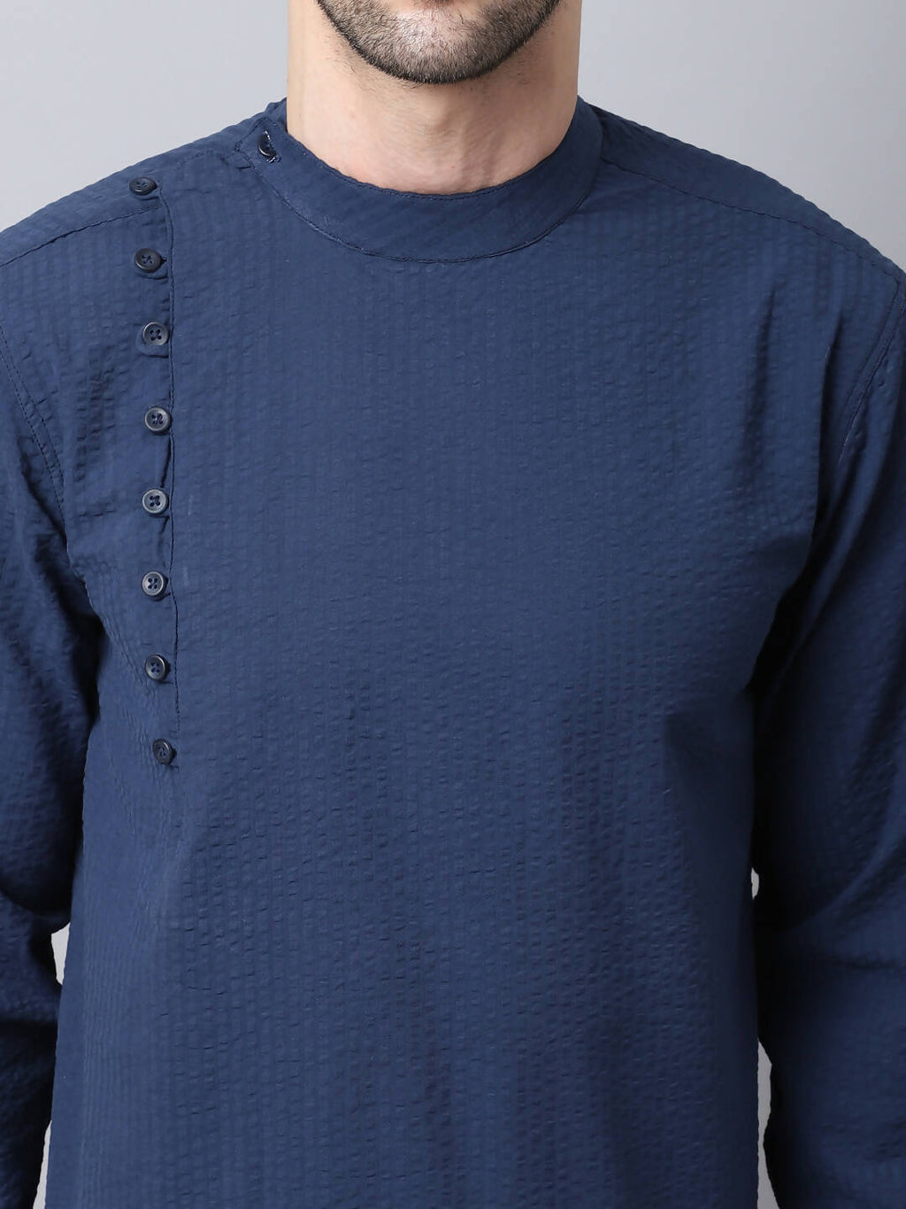 Even Apparels Navy Pure Cotton Kurta With Side Placket - Distacart
