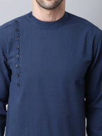 Even Apparels Navy Pure Cotton Kurta With Side Placket - Distacart