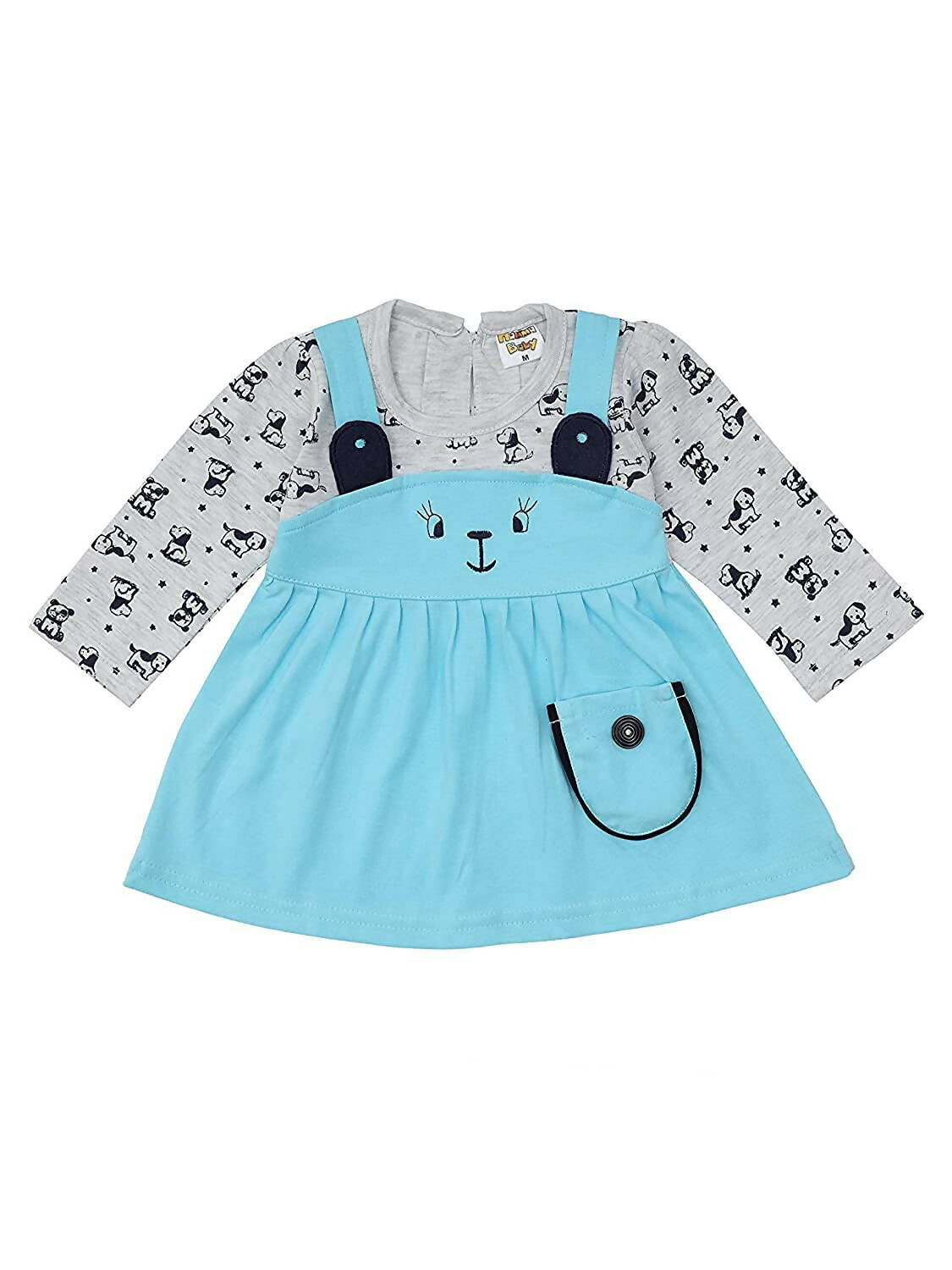 NammaBaby Baby Girl's A-Line Mini Frock Dress - Blue Grey