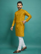 Yellow Kurta for Haldi Designer Silk Men's Kurta by Infinity Export