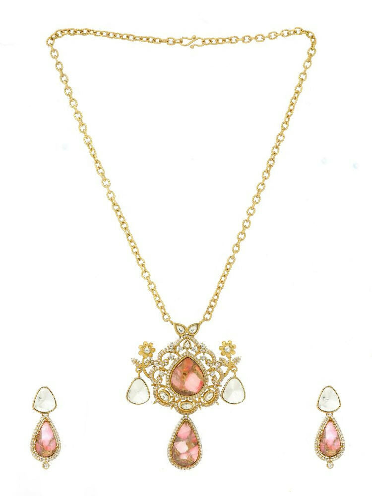 Natural Stones Earrings and Necklace set - Ruby Raang