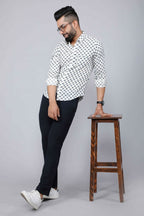 Miravan Men's Grey Floral Print Comfort Cotton Casual Shirt