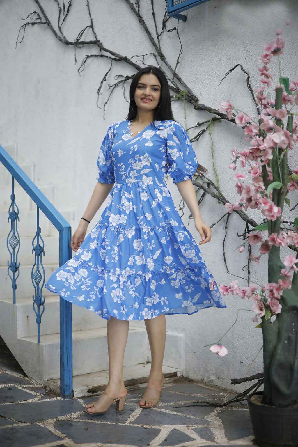 Aayaa Designer Printed One Piece Dress - Multi Color