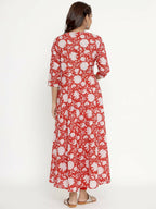 Miravan Women's Cotton Floral Printed Anarkali Kurta