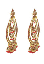 Mominos Fashion Johar Kamal Triple Circle White With Red Big Size Earrings - Distacart