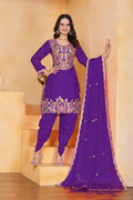 Teeya Creation Purple Color Chinon Silk Party Wear Punjabi Dhoti Suit - Distacart